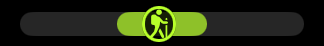The Watch zone bar — a neon green target band with the hiker figure standing inside it